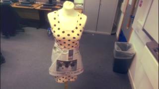 Making a dress out of newspapers