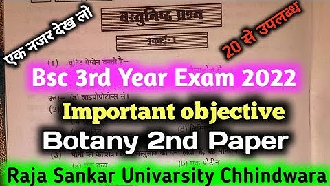 bsc 3rd year botany 2nd question 2023 (objective) all University bsc 3rd year imp question 2023