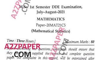 Mdu Msc Maths 1st Sem Mathematical Statistics Question Paper 2021