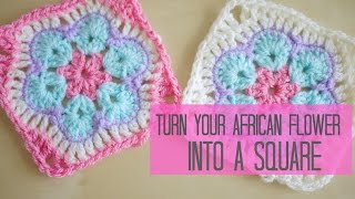 CROCHET: African flower into a square tutorial | Bella Coco