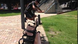 Jumping over a bench