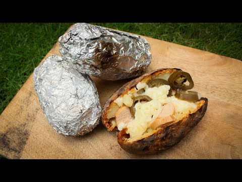 Campfire Baked Potatoes | How To Make Baked Potatoes in Campfire | Cooking on Wood Fire