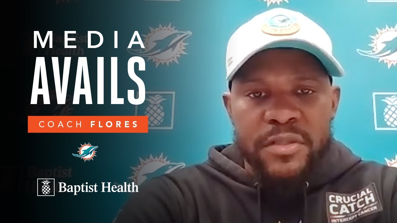 Coach Flores meets with the media ahead of Wednesday's practice | Miami  Dolphins - YouTube