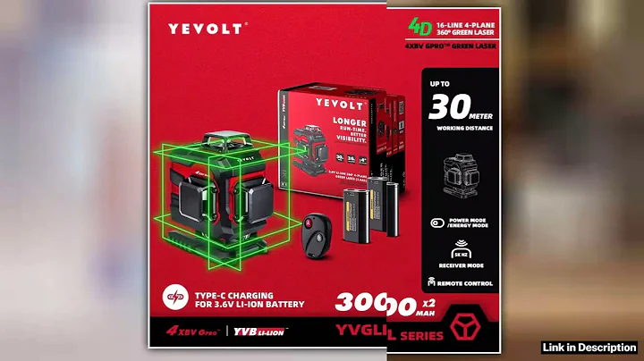 YEVOLT YVGLL4XS16DP 4Plane Green Laser Level 4D 16 Lines with All Day Work SelfLeveling Measuring H