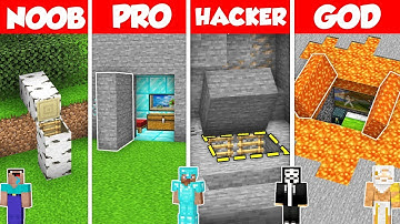 SECRET UNDERGROUND BASE BUILD CHALLENGE - Minecraft Battle: NOOB vs PRO vs HACKER vs GOD / Animation