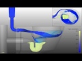 Toilet flushing simulation with tracer, with FLOW-3D
