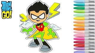 Teen Titans Go Coloring Book Pages Robin Rainbow Splash