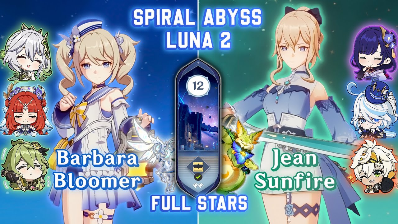 C6 Barbara Bloomer & C1 Jean Sunfire | Spiral Abyss Luna 2 Floor 12 FULL STAR - Genshin Impact