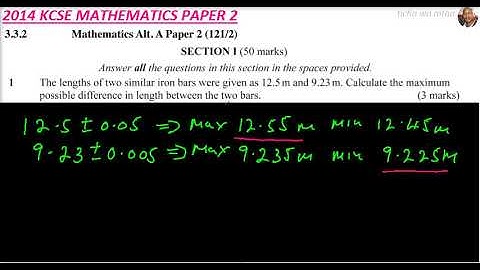 2014 KCSE MATHEMATICS PAPER 2 NO 1
