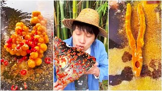 What is he eating! |Chinese Mountain Forest Life and Food #Moo TikTok #FYP