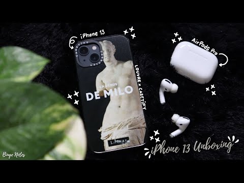 Aesthetic  iphone 13 unboxing + cute accessories + airpods pro + Louvre x Casetify 🏛 | iOS 15