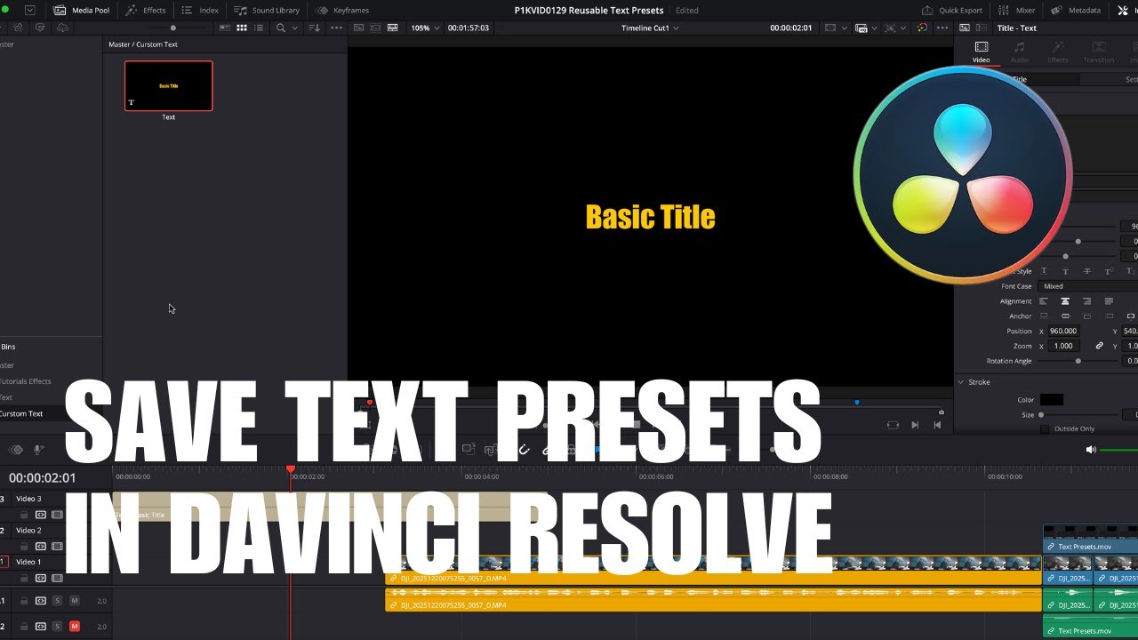 How to Save Text Presets in DaVinci Resolve - YouTube