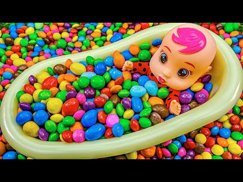 Satisfying Asmr L Colors Mixing Candy With Rainbow Bathtub | Color Food - Cutting ASMR