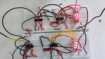 Two digit count( value on 7 segment display using  ic 7490 ( decade counter) and ic 7447 (decoder)