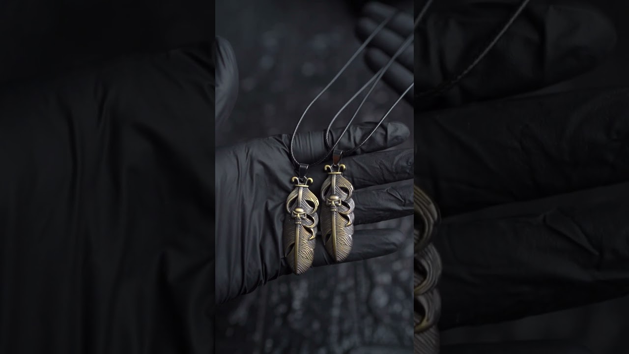 Feather & Skull pendant Necklace By BAAP. 