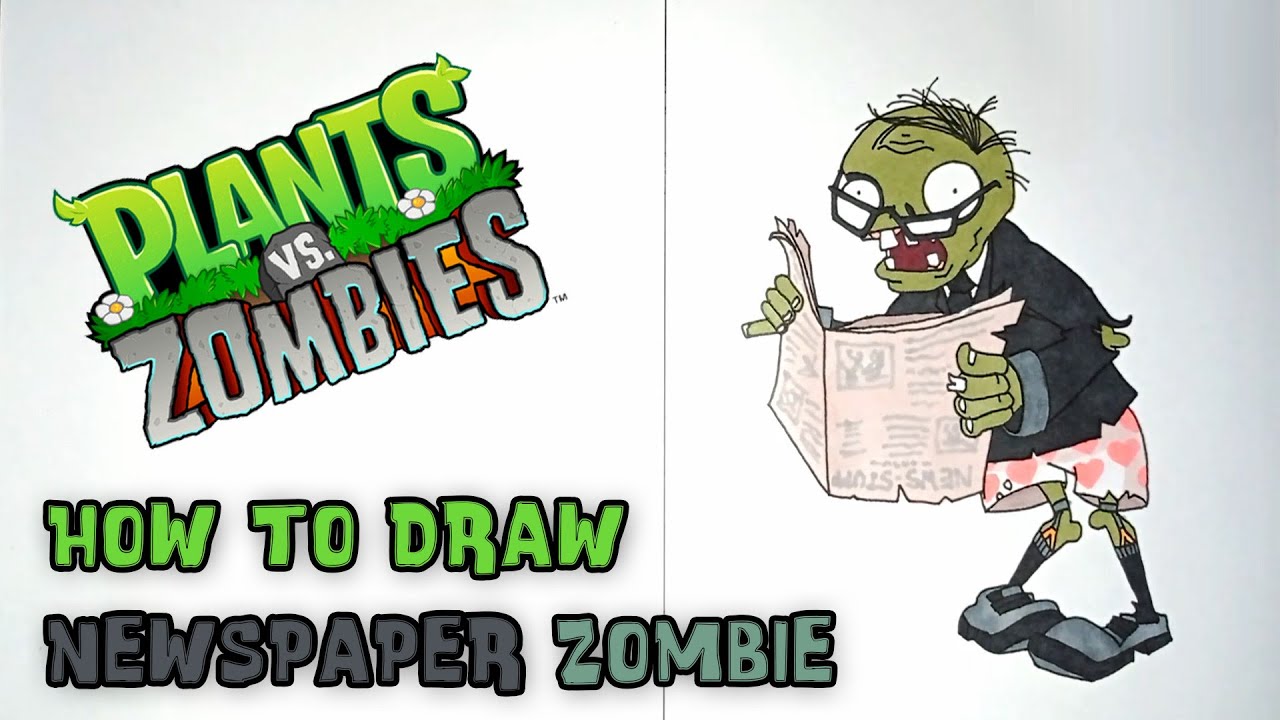 How to Draw Newspaper Zombie - Plants vs Zombies 