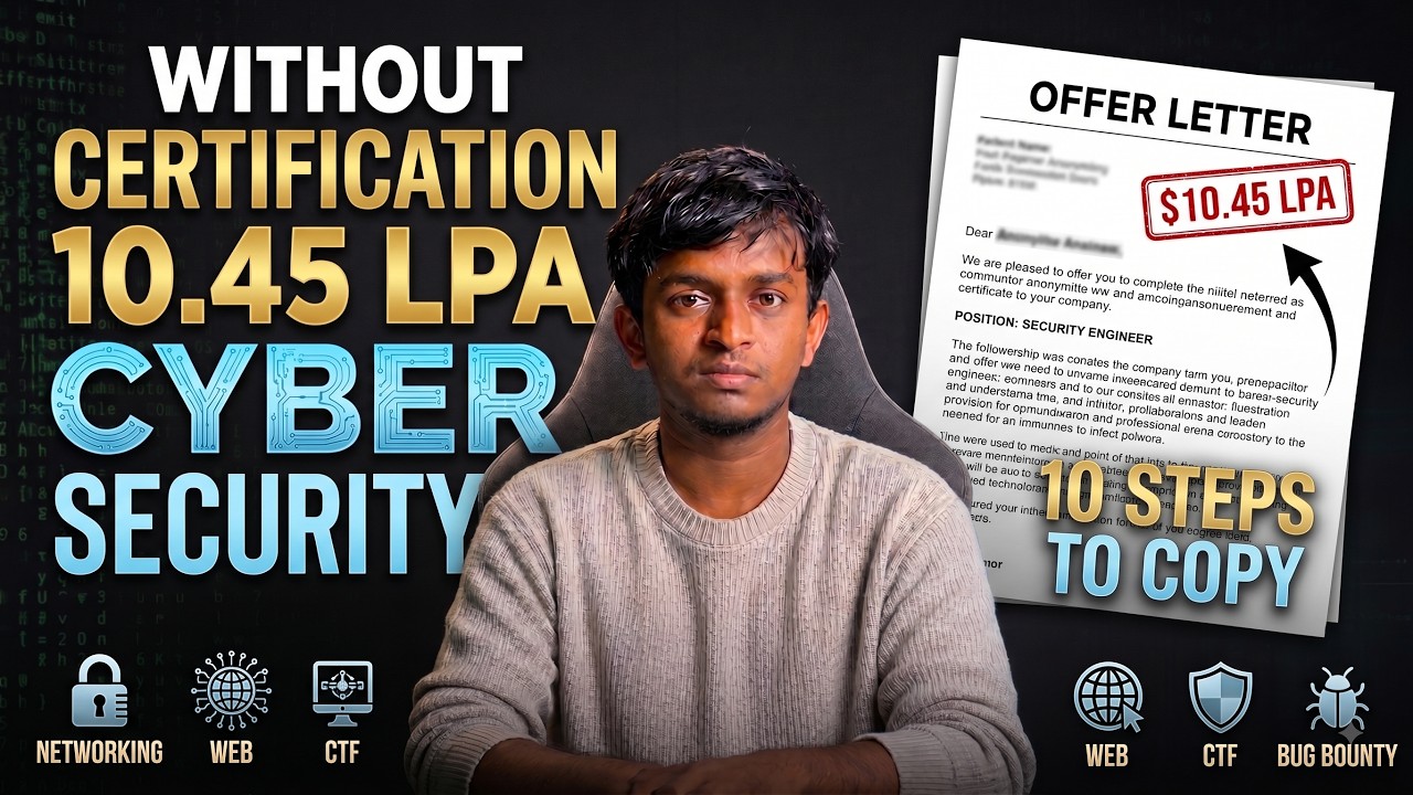 ⁣0 Certs to ₹10.45 LPA Cybersecurity Job: 10 Steps to Copy!