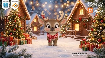 Stylized Low Poly Reindeer – Game Ready 3D Character | PBR | Turntable
