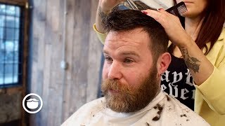 Classic Haircut and Beard Trim at Awesome Barbershop | Cut & Grind