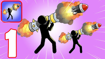 BOOM STICK BAZOOKA PUZZLES : Gameplay Part 1 - Tutorial Levels 1-10 (iOS/Android)