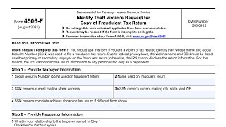 IRS Form 4506F walkthrough (Identity Theft Victim's Request for Copy of Fraudulent Tax Return)