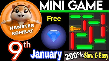 9 January 💎🔑🐹 Puzzle Trick: P2E Hamster Kombat key MiniGame Solved, slow step by step! 🎮
