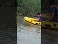 Yellow inflatable boat