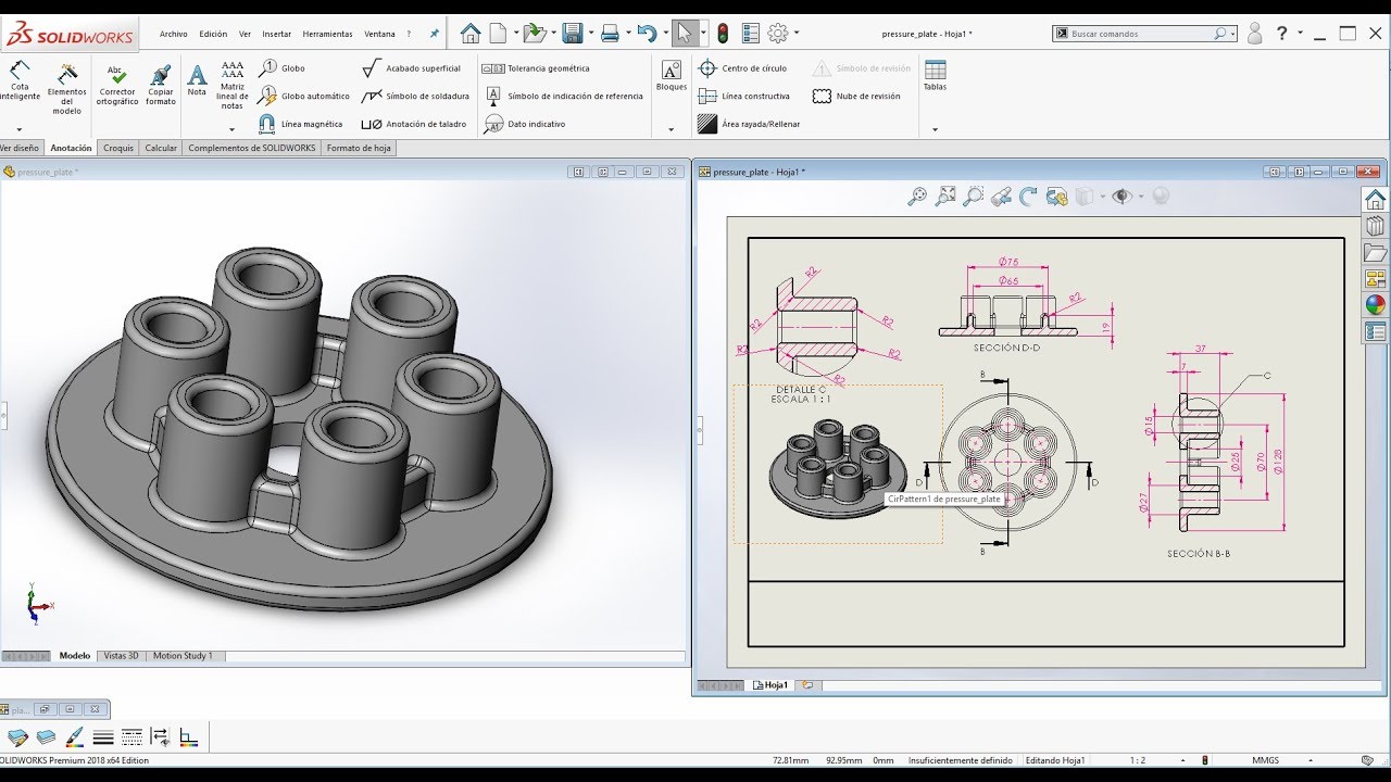 Tutorial como hacer planos en Solidworks 2018, planos en solidworks 2020 - YouTube