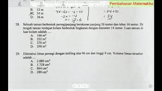 Pembahasan soal un matematika smp tahun 2019 sebuah taman berbentuk
persegi panjang berukuran 20 meter dan lebar 16 meter. di tengah
terdapat k...