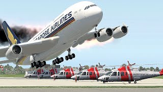 A380 Largest Plane Collided With Hellicopters Because Pilot Lost Control During Landing [Xp 11]