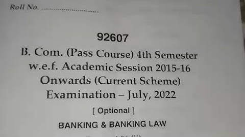 2022 MDU questions paper_ Bcom (pass) 4th sem. Banking & Banking Law