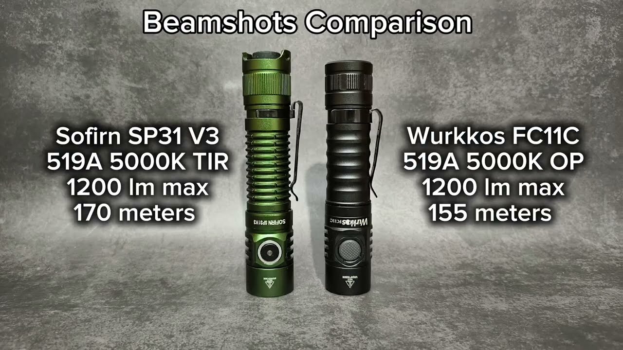 Beamshots Comparison - SOFIRN SP31 V3 519A 5000K vs Wurkkos FC11C