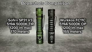Beamshots Comparison - SOFIRN SP31 V3 519A 5000K vs Wurkkos FC11C 519A 5000K