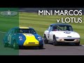 Wild Mini Marcos v Lotus Elan fight at Revival