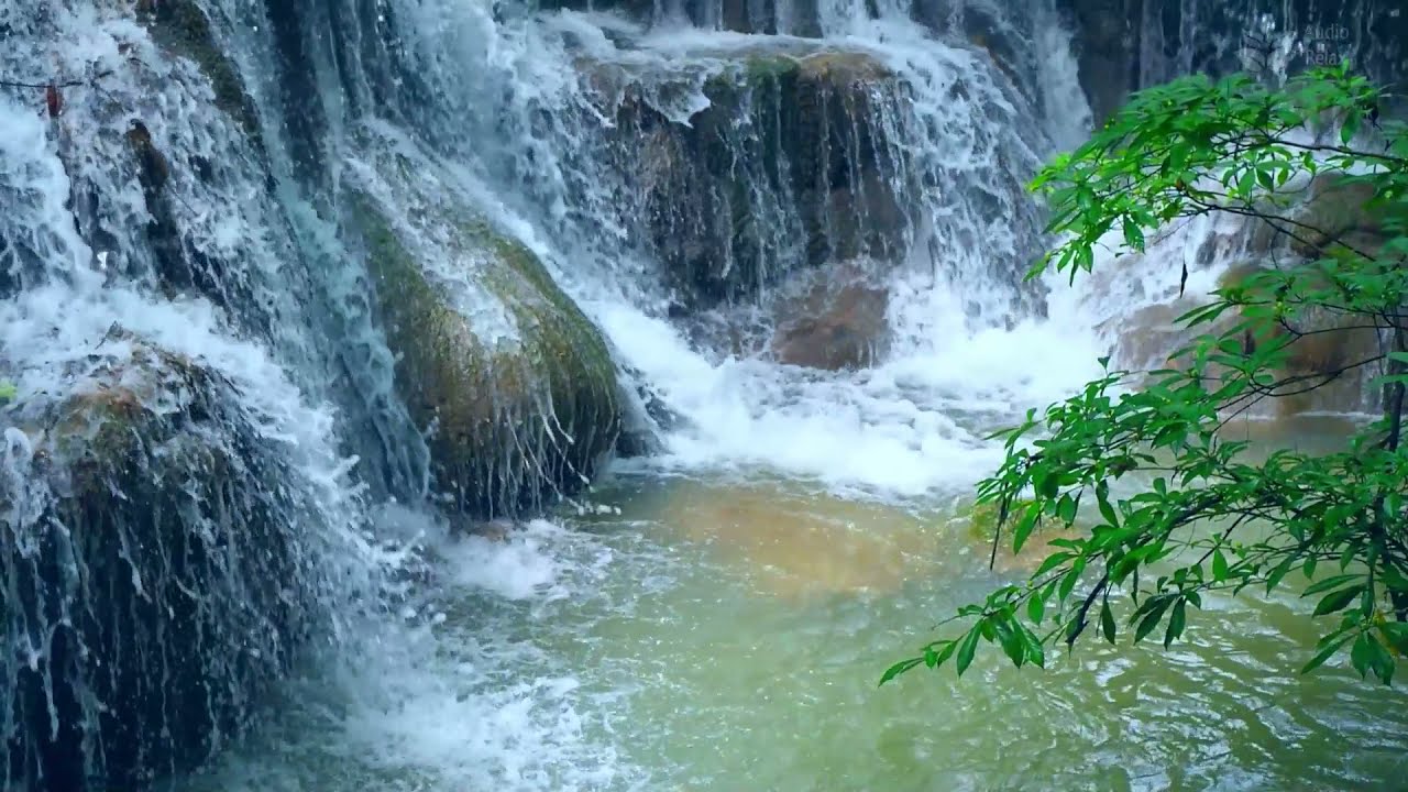 Успокаивающий голубой водопад. Успокаивающая атмосфера горной реки для сна. [Audio Relax] ASMR