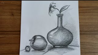 Çok Kolay Natürmort Resim nasıl çizilir? Vazoda çiçek çizimi  #natürmort #resmi #çizimi