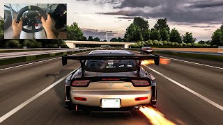 5000HP Turbo 4 Rotor Mazda RX-7 (Over 800 km) - Assetto Corsa | Steering Wheel Gameplay