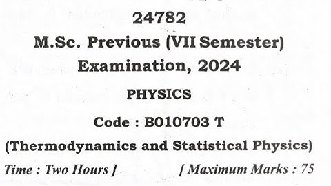 Msc physics 1st semester 3rd question paper thermodynamics & statistical physics #questionpaper 