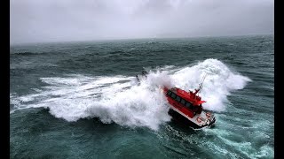 Rough weather sea trials of ‘Port Láirge’ punching through breakers and offshore in F10