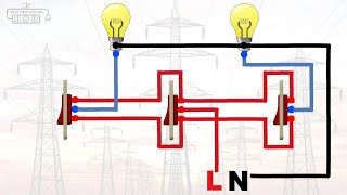 How to turn on and off two bulbs from three places in staircase wiring