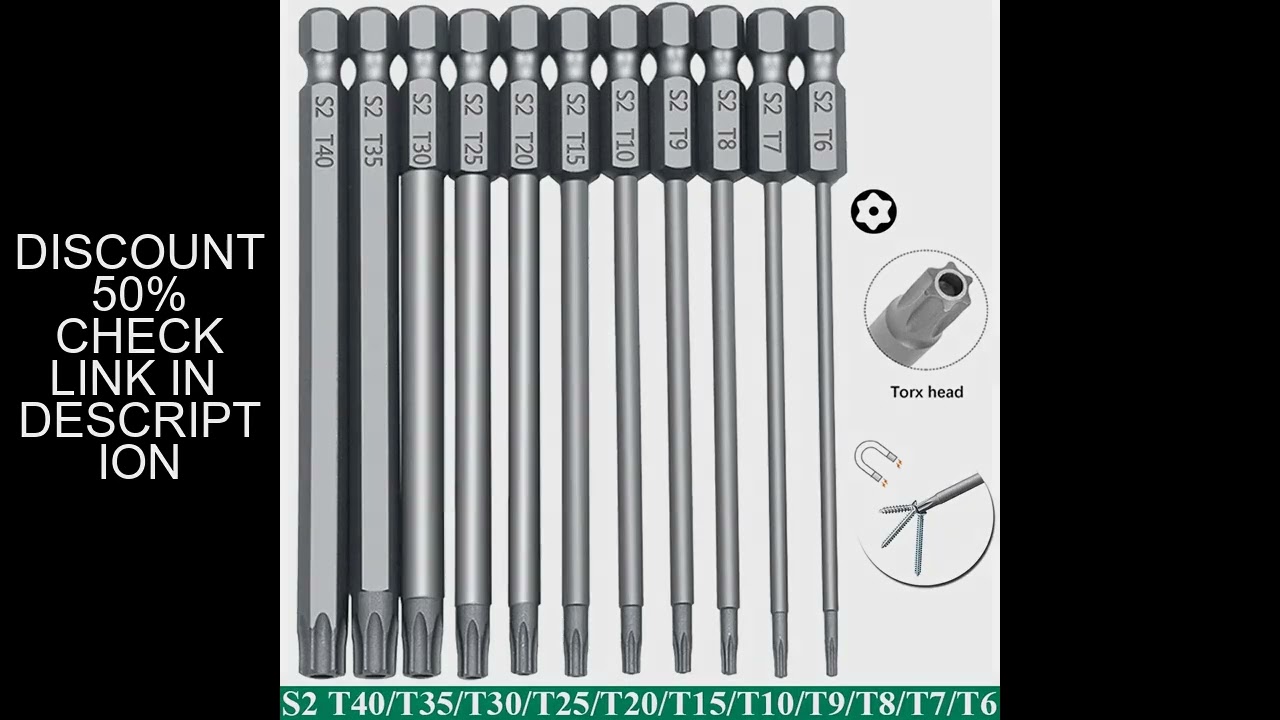 11 PCS  Torx Security Bit Set S2 Steel Magnetic Security Screwdriver Set 50/100mm Star Screwdriver S