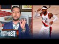 Nick reacts to Carmelo Anthony's clutch shot in Blazers' upset of Rockets | NBA | FIRST THINGS FIRST