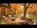 Cozy Autumn Porch by the Lake 🍁 Soft Piano &amp; Crackling Fire Ambience for Calm and Comfort