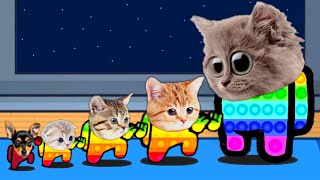 (Mini Crew Baby Cats vs POP IT) Among Us distraction dance animation