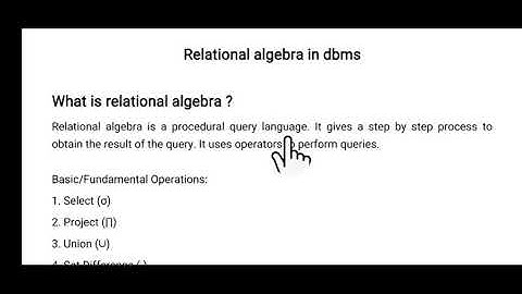 Relational algebra in dbms | select operator, project operator...etc., | Tamil | Session 11 |