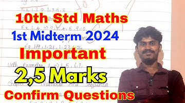 10th Maths 1st Midterm Important Questions 2024 | 10th Maths 1st Midterm Question Paper 2024