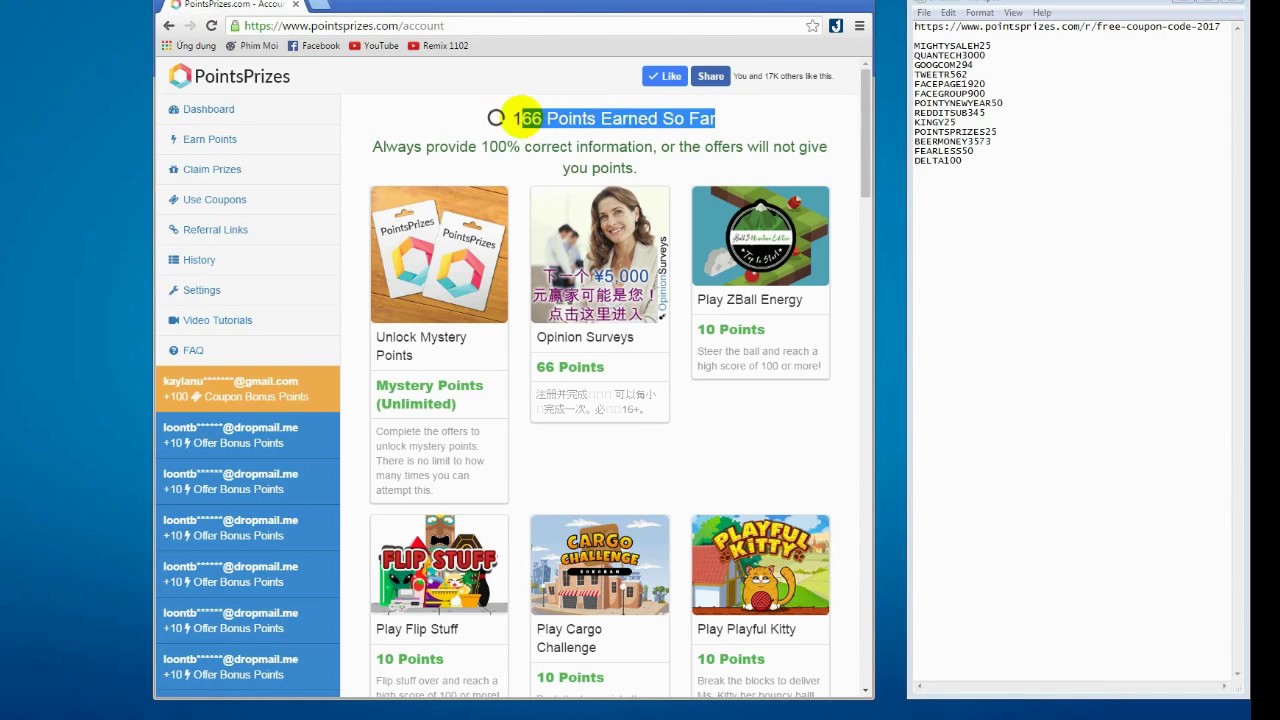 points prizes free coupon code make money 20 one day youtube