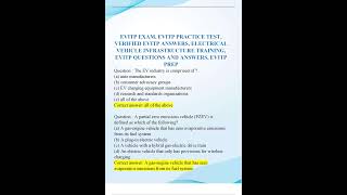 EVITP EXAM, EVITP PRACTICE TEST, VERIFIED EVITP ANSWERS, ELECTRICAL VEHICLE INFRASTRUCTURE TRAINING,