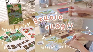 Studio Vlog ✨🌼 How I make Prints, Best Printers, Packing Patreon Happy mail!!