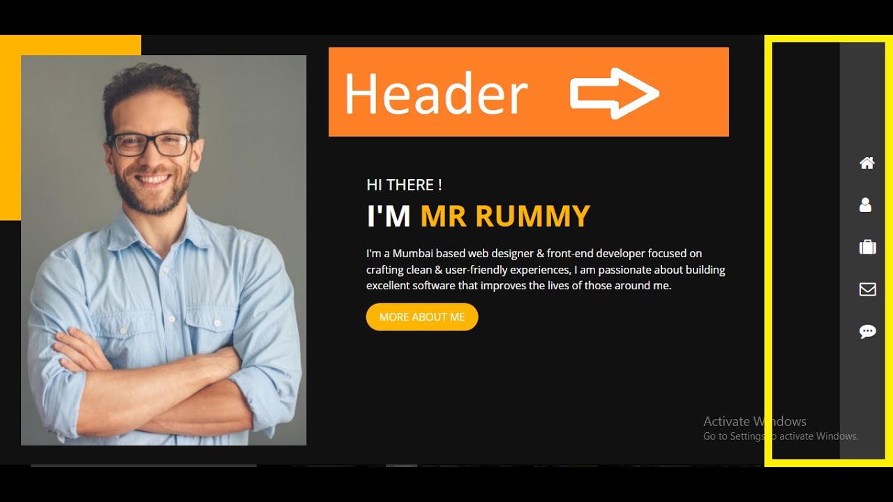 2 - Portfolio website awesome design using HTML, CSS - YouTube